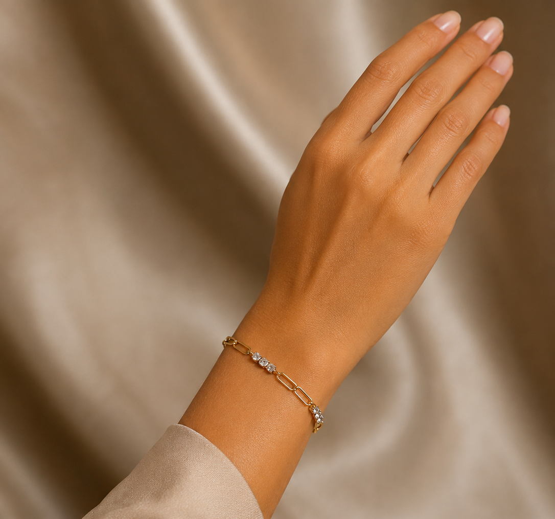 Elara Crystal Link Bracelet - House of Alanki