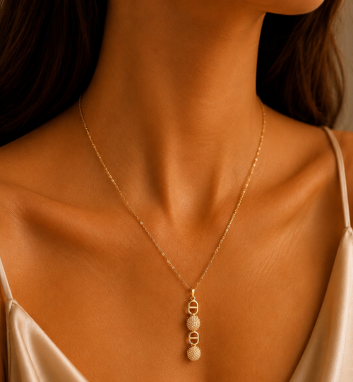 Golden Geometric Crystal Drop Necklace - House of Alanki