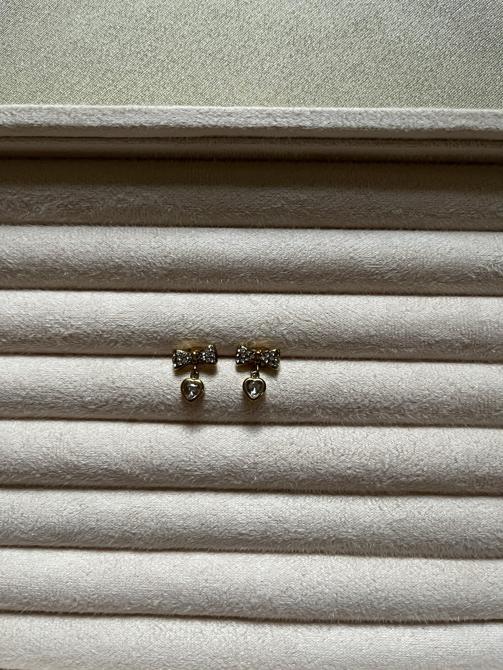Crystal Heart Bow Drop Earrings - House of Alanki