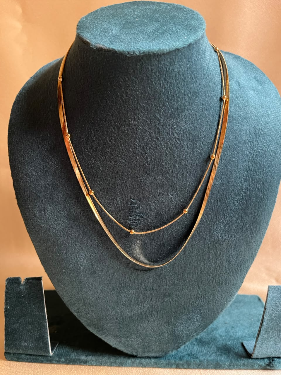 Golden Layered Bead & Snake Chain Necklace - House of Alanki