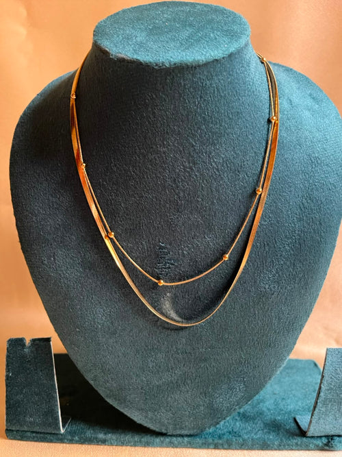 Golden Layered Bead & Snake Chain Necklace - House of Alanki