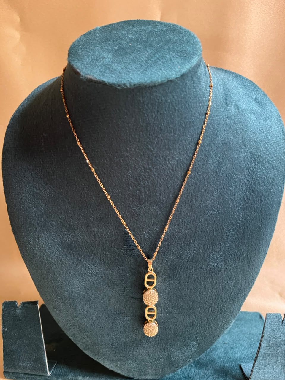 Golden Geometric Crystal Drop Necklace - House of Alanki