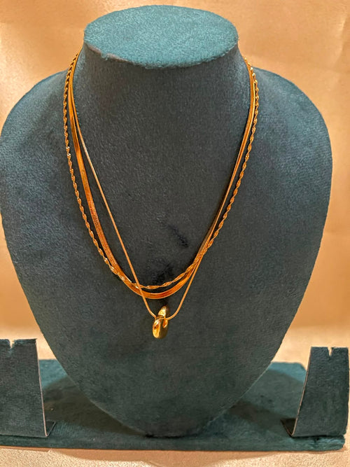 Triple Layer Heart Pendant Necklace - House of Alanki