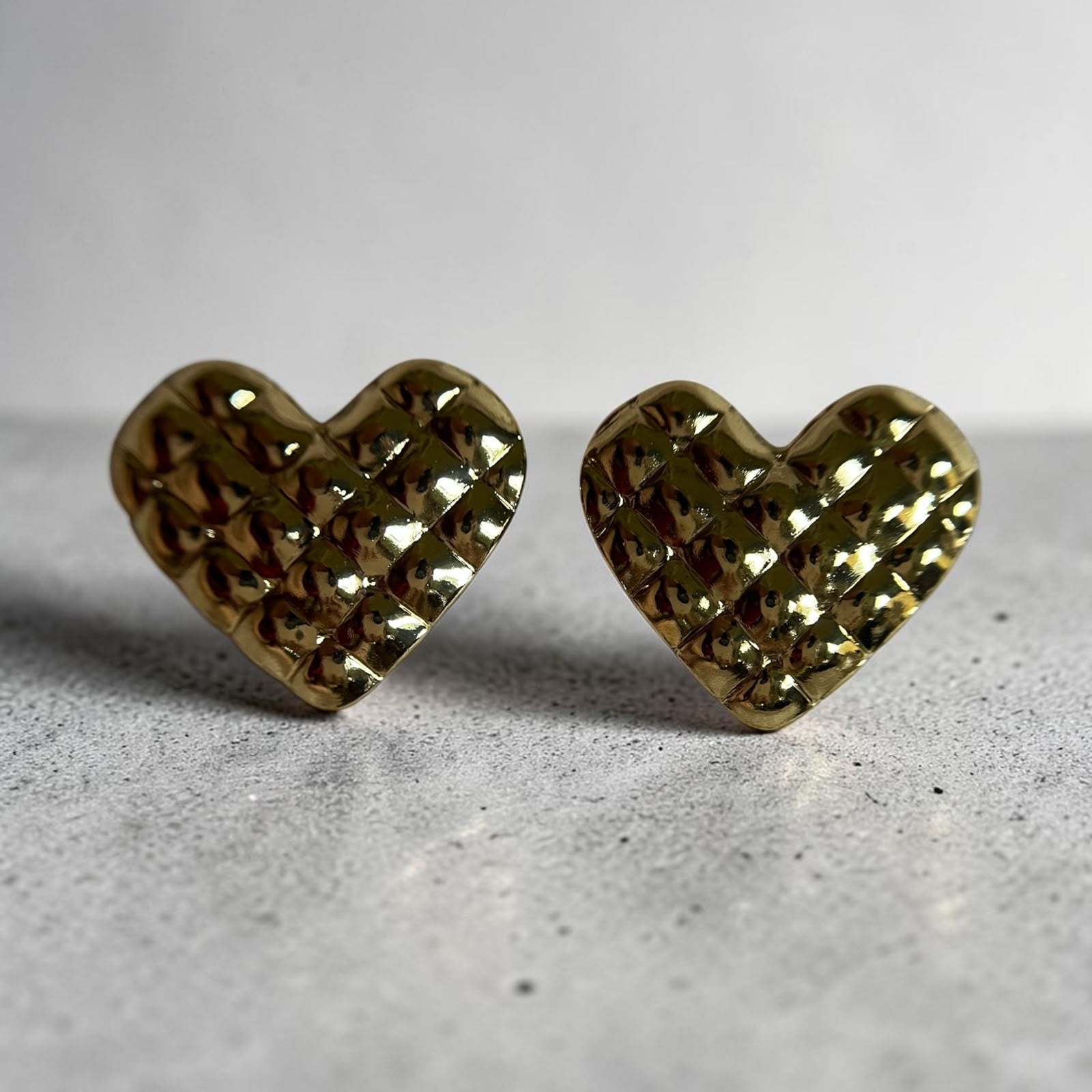 Alanki Celeste Quilted Heart Stud Earrings - House of Alanki