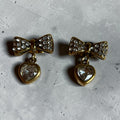 Crystal Heart Bow Drop Earrings - House of Alanki