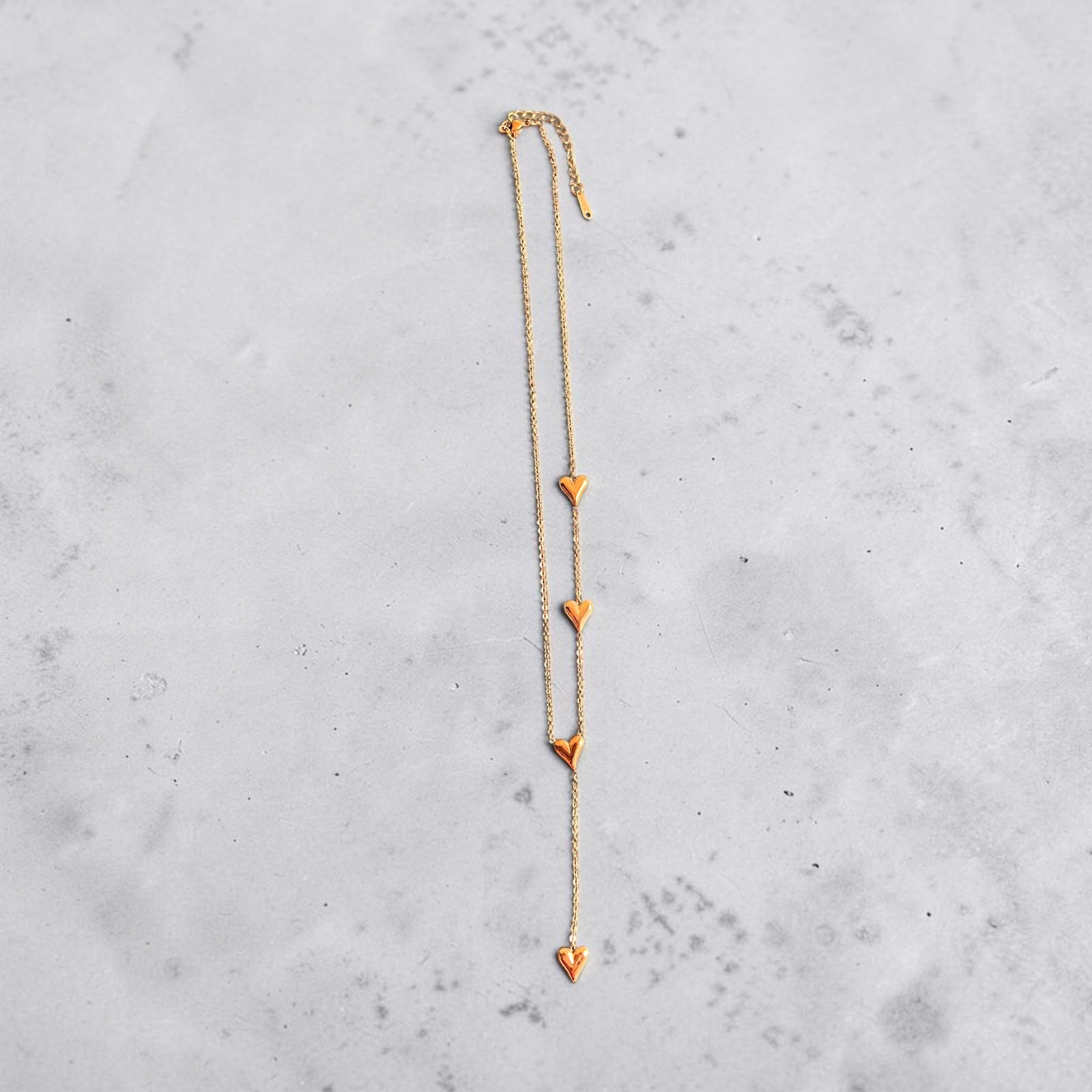 Golden Hearts Lariat Necklace - House of Alanki