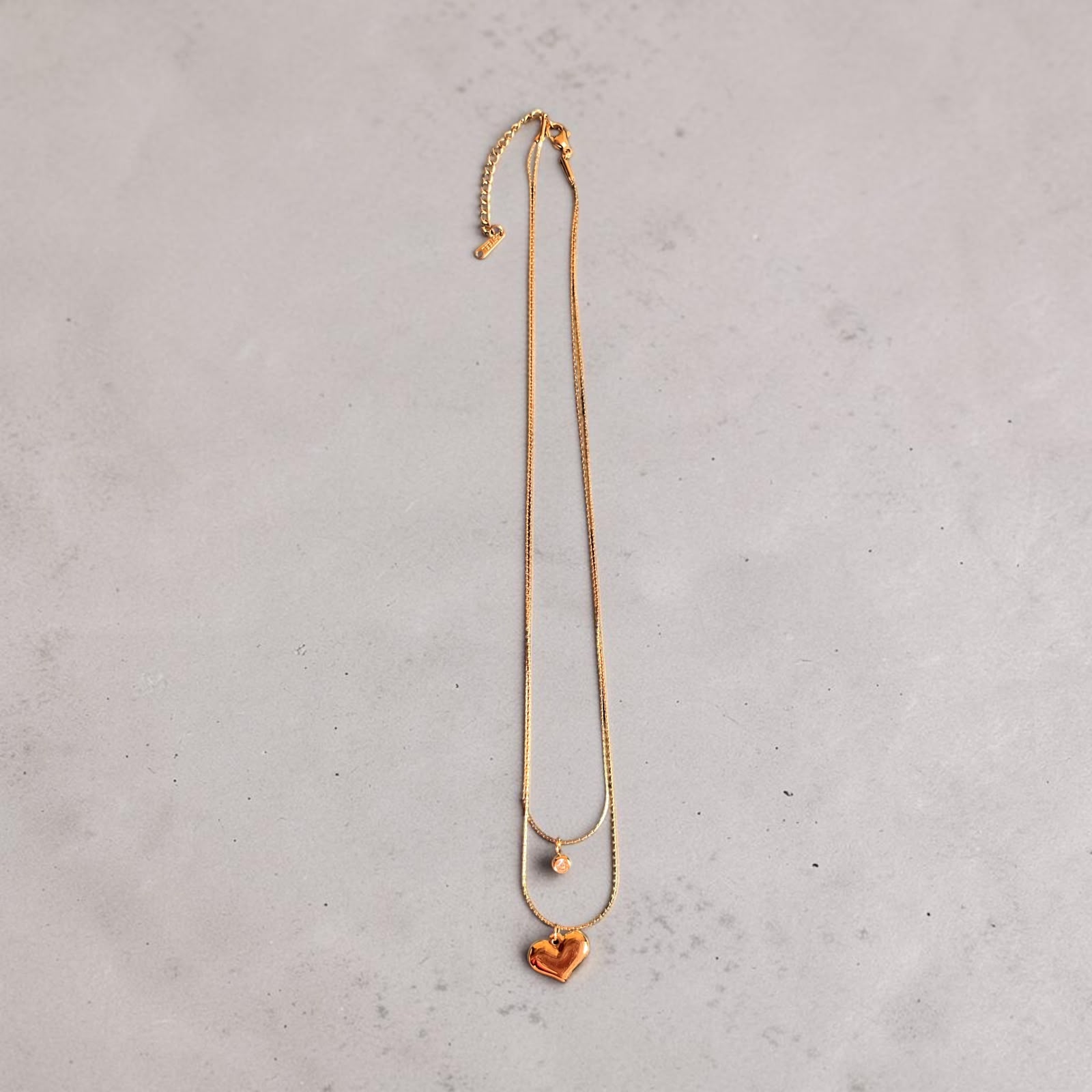 Golden Heart Sparkle Layered Necklace - House of Alanki