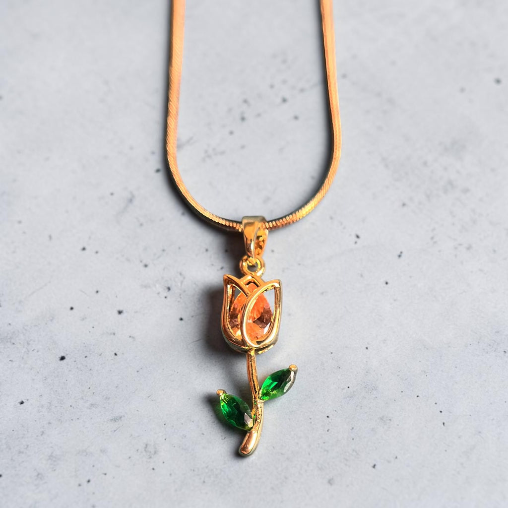Golden Tulip Bloom Necklace - House of Alanki