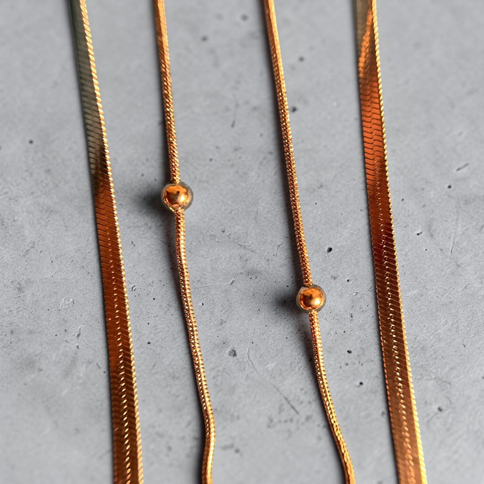 Golden Layered Bead & Snake Chain Necklace - House of Alanki