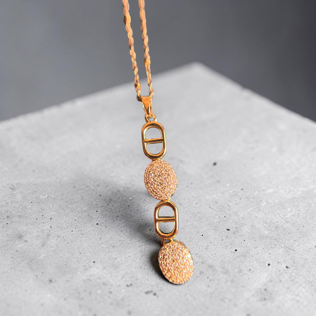 Golden Geometric Crystal Drop Necklace - House of Alanki