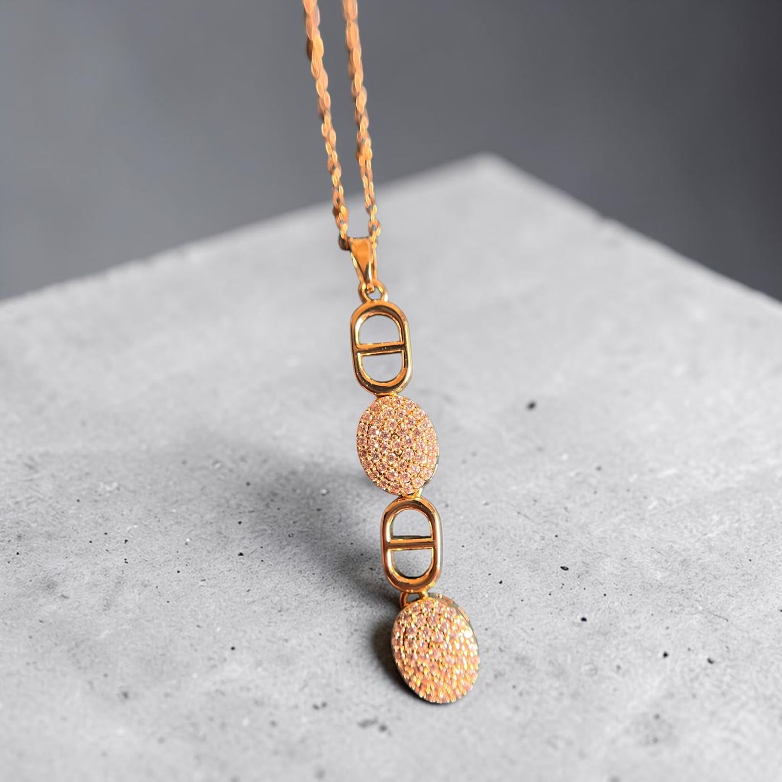 Golden Geometric Crystal Drop Necklace - House of Alanki